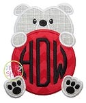 Bulldog Mascot Monogram Peeker Applique | Machine Embroidery Designs by JuJu