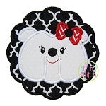 Bulldog Face Scallop Girl Applique | Machine Embroidery Designs by JuJu