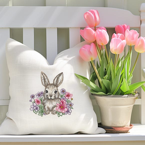 Elegant Easter Bunny Vintage Sketch | Machine Embroidery Designs by JuJu