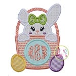 Bunny Basket Monogram Girl Applique | Machine Embroidery Designs by JuJu