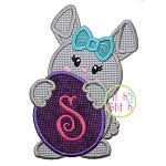 Bunny Holding Egg Girl Applique | Machine Embroidery Designs by JuJu