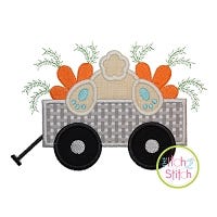 Bunny Carrot Wagon Applique Design | Machine Embroidery Designs by JuJu