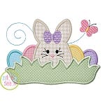 Bunny in the Grass Girl Applique | Machine Embroidery Designs by JuJu