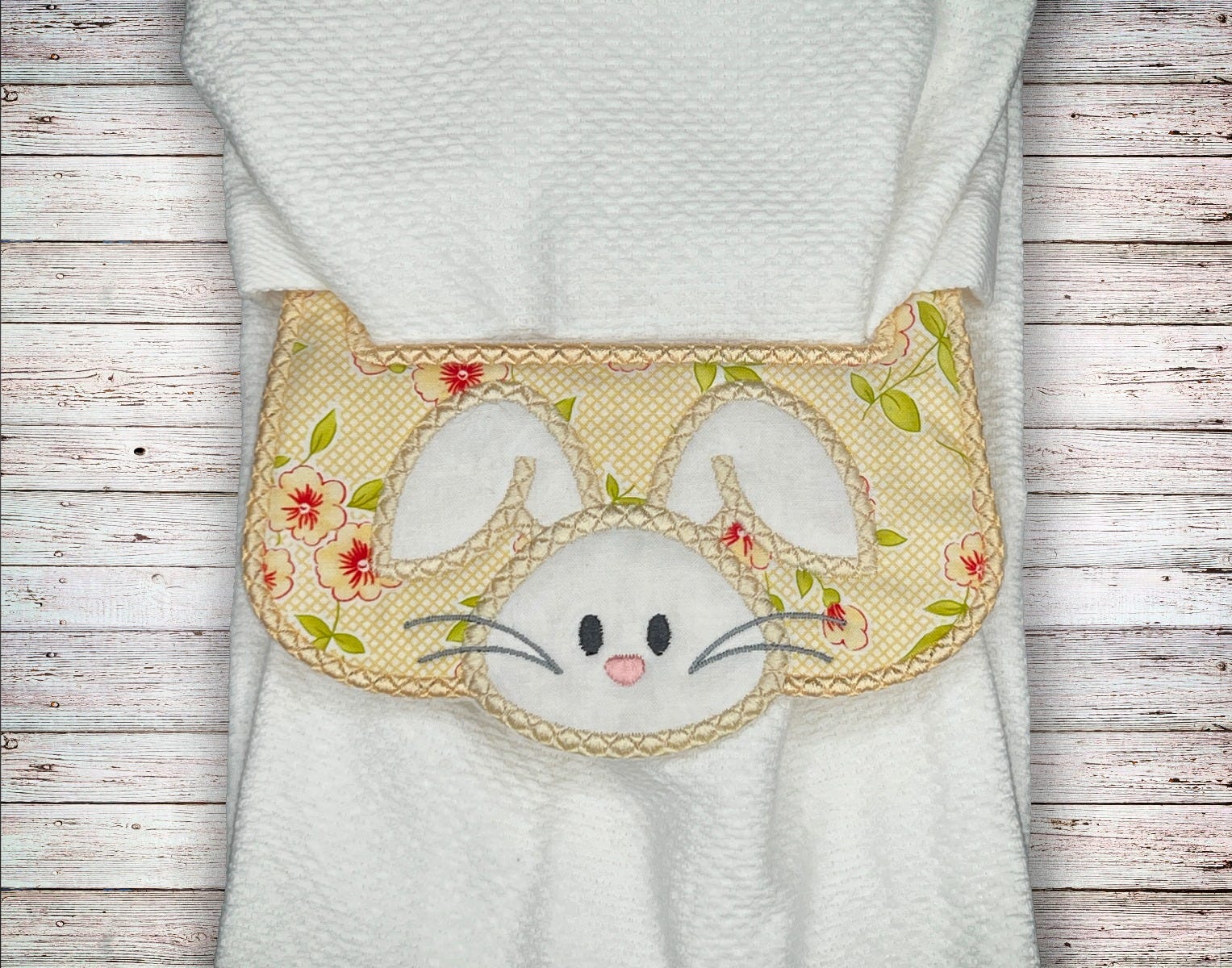 ITH Bunny Wrap Around Towel Topper | Machine Embroidery Designs by JuJu