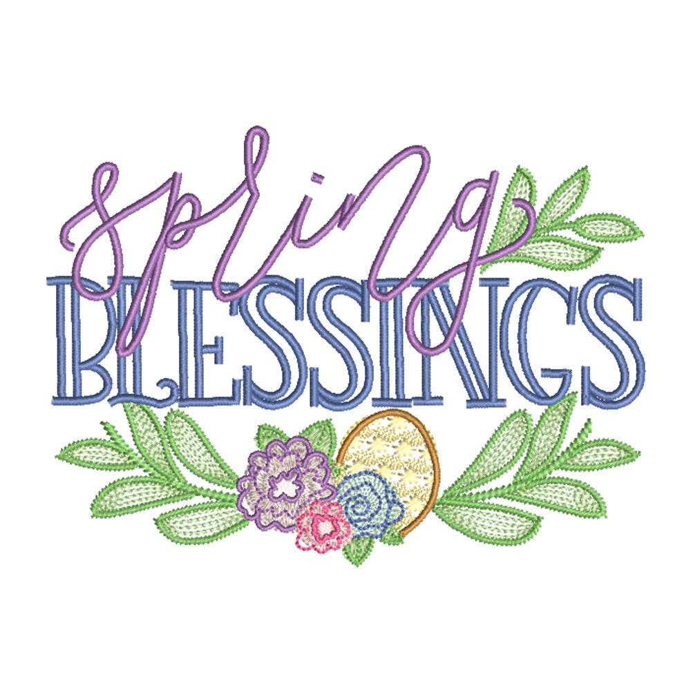 FREE Spring Blessings Embroidery Design | Machine Embroidery Designs by JuJu