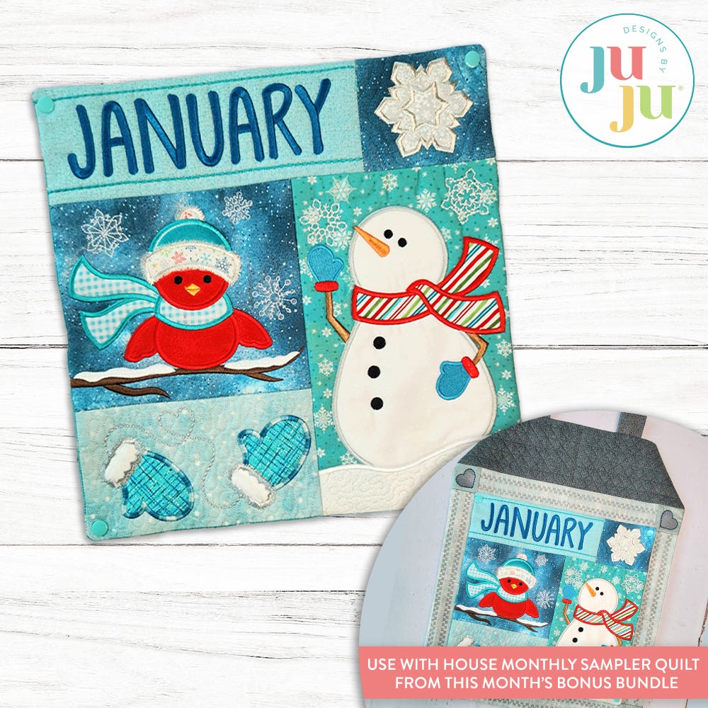 In The Hoop January Mini Sampler Quilt Project | Machine Embroidery Designs by JuJu