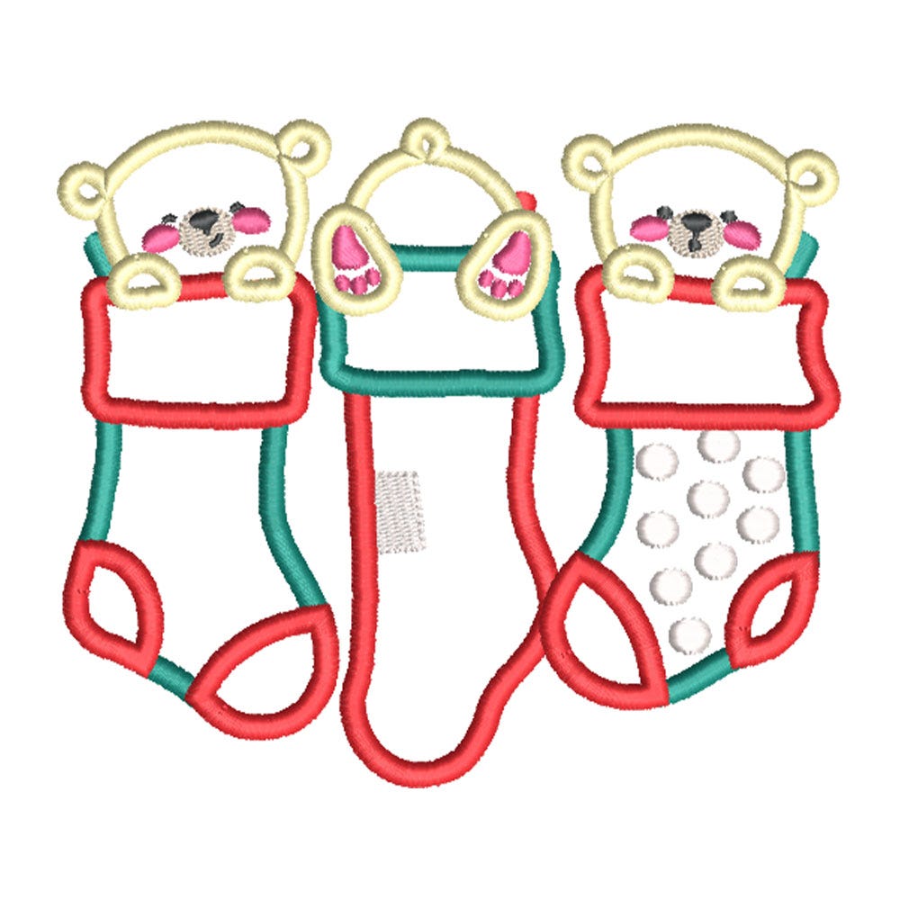 FREE Christmas Polar Bear Stockings Embroidery Design | Machine Embroidery Designs by JuJu