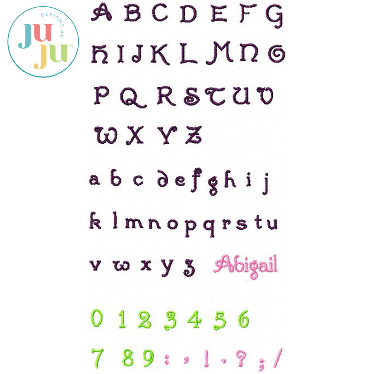 Petite French Satin Stitch Embroidery Font by Oma's Place | Machine Embroidery Designs by JuJu