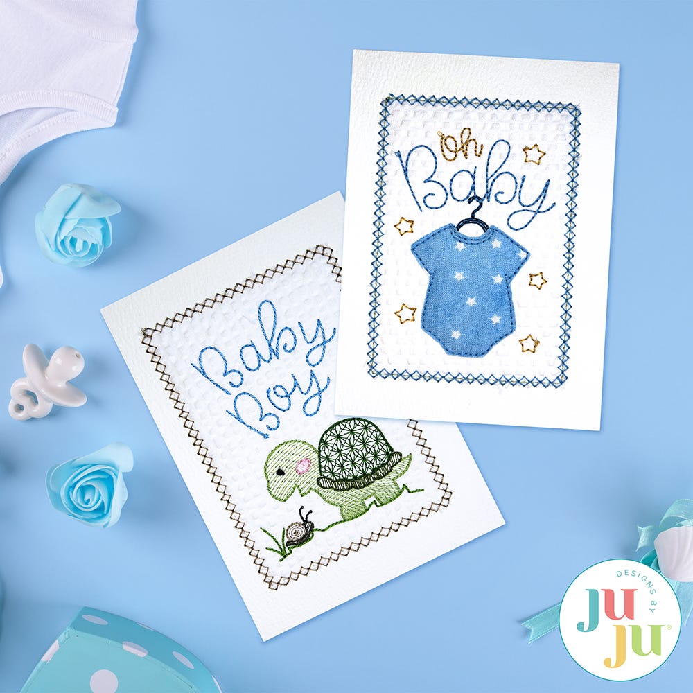 Baby Boy Applique Greeting Cards Embroidery Design Set 1 | Machine Embroidery Designs by JuJu