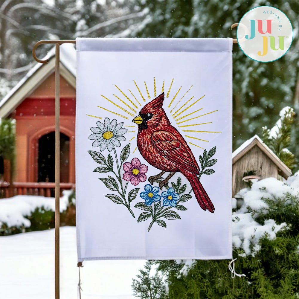 Elegant Cardinal 1 Embroidery Design | Machine Embroidery Designs by JuJu