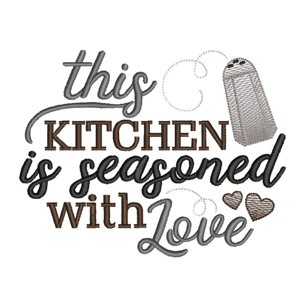 FREE This Kitchen Is Seasoned With Love Embroidery Design | Machine Embroidery Designs by JuJu