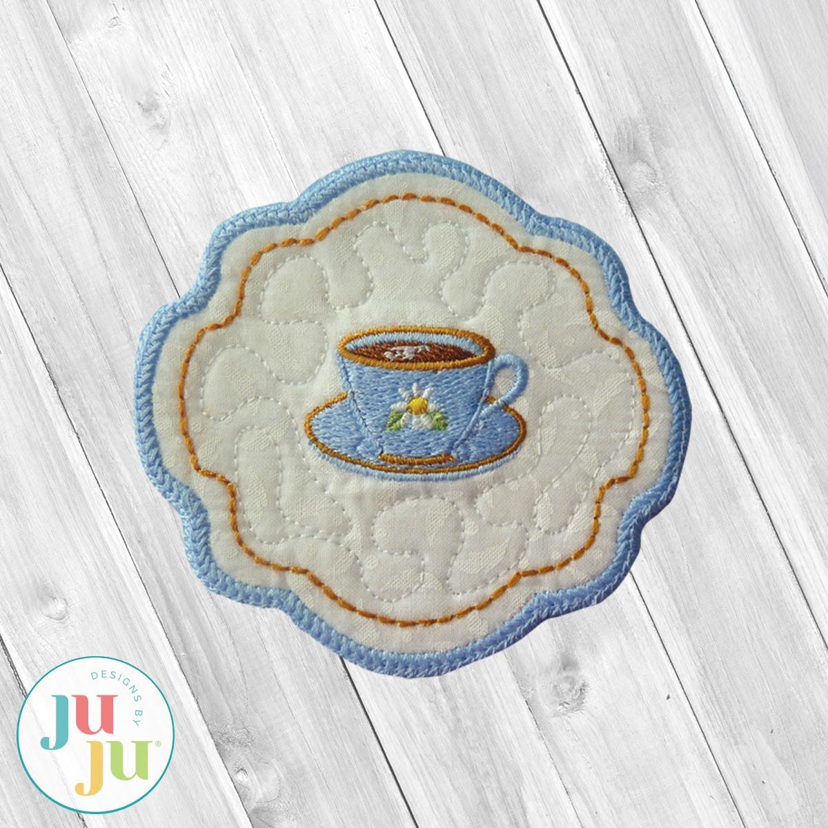 FREE Coaster and Tea Cup by Oma's Place | Machine Embroidery Designs by JuJu