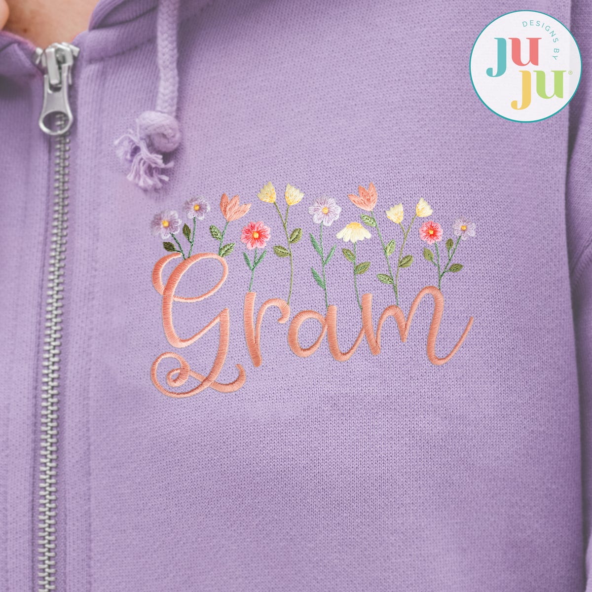 Gram Heirloom Garden Satin Embroidery Design | Machine Embroidery Designs by JuJu