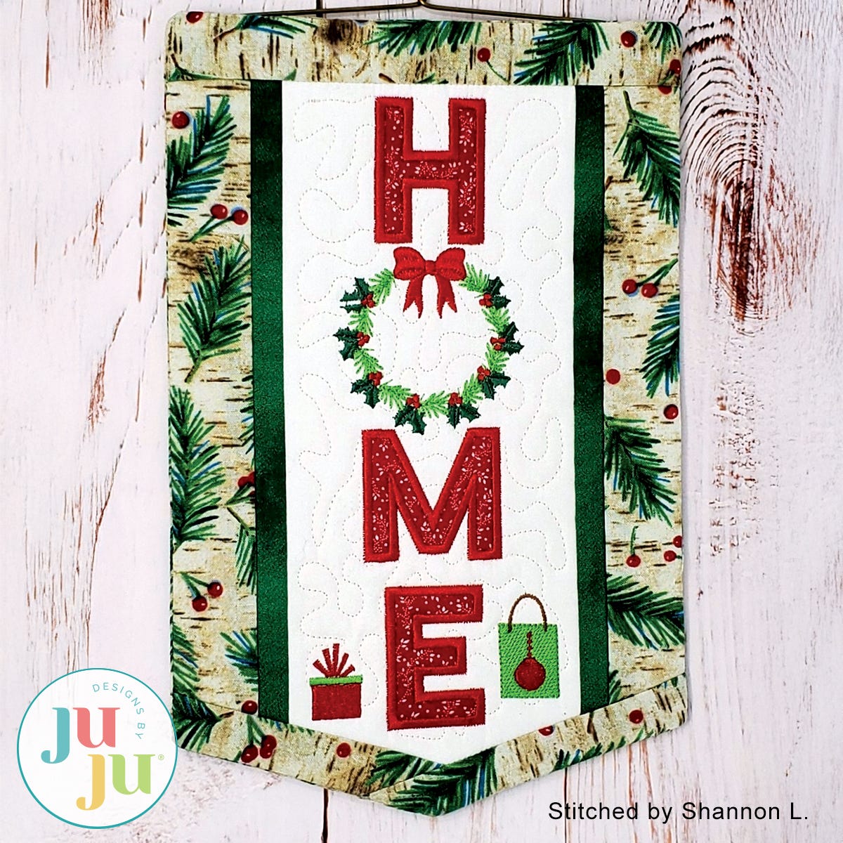 Home Banner Christmas by Oma's Place | Machine Embroidery Designs by JuJu