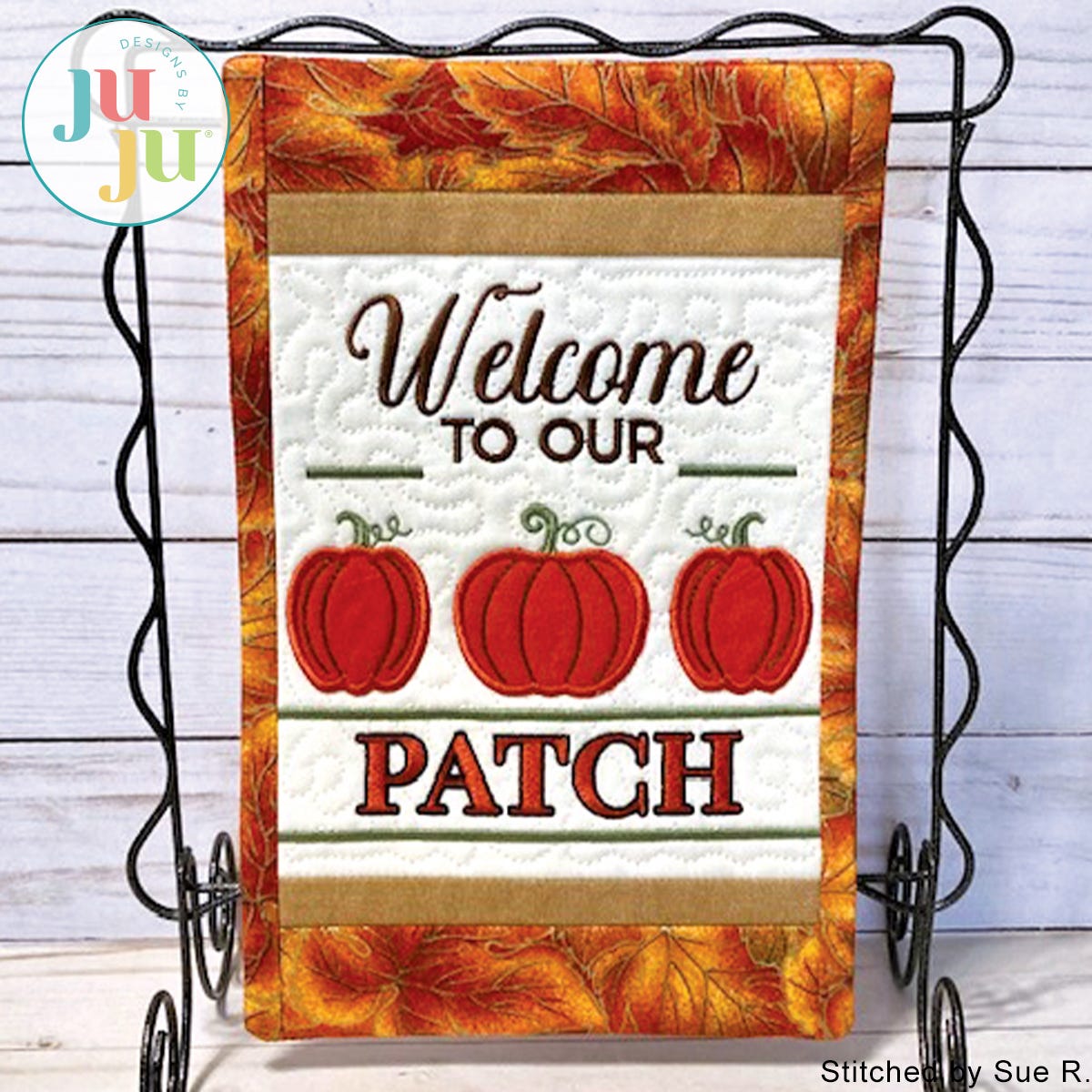 Pumpkin Patch Mini Quilt by Oma's Place | Machine Embroidery Designs by JuJu