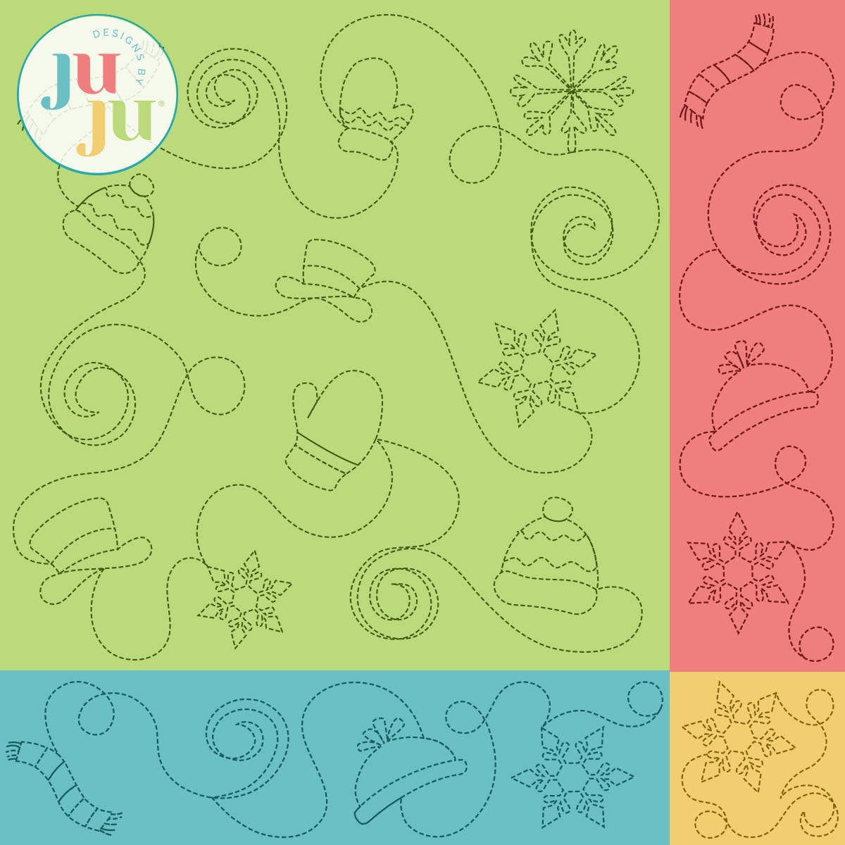 Winter Fun Quilting Backdrops Design | Machine Embroidery Designs by JuJu