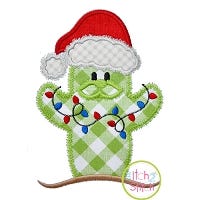 Cactus Santa with Lights Applique | Machine Embroidery Designs by JuJu