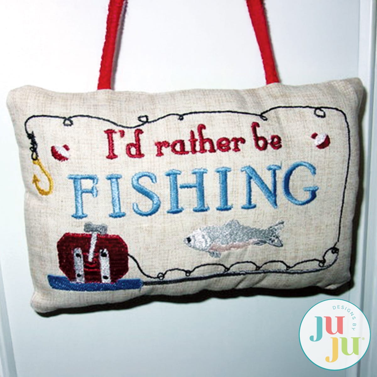 In The Hoop Fishing Pillow Project by Oma's Place | Machine Embroidery Designs by JuJu