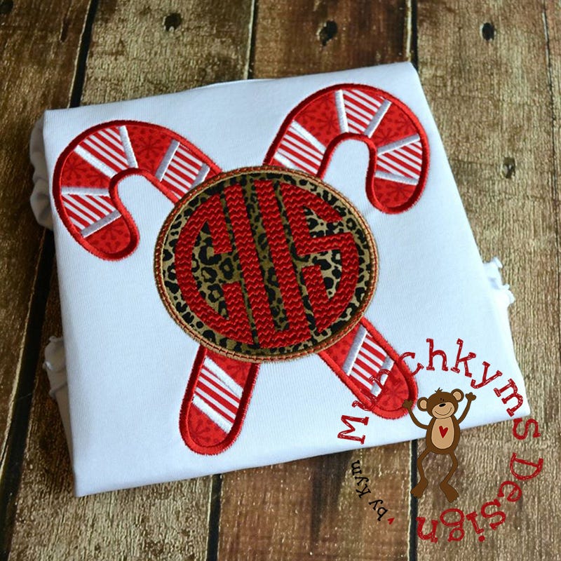 Candy Cane Monogram Frame | Machine Embroidery Designs by JuJu