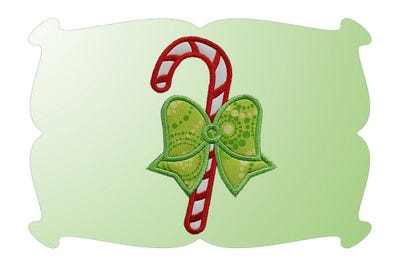 Candy Cane with Bow Applique | Machine Embroidery Designs by JuJu