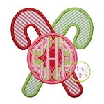 Double Christmas Candy Cane Monogram Applique Frame | Machine Embroidery Designs by JuJu