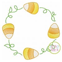 Candy Corn Frame Sketch Embroidery | Machine Embroidery Designs by JuJu