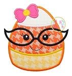 Candy Corn Glasses Girl | Machine Embroidery Designs by JuJu