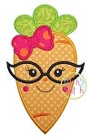 Carrot Glasses Girl Applique | Machine Embroidery Designs by JuJu