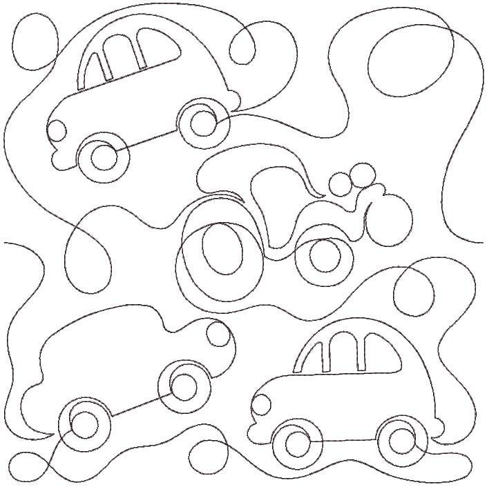 Cars Vroom End-to-End Quilting | Machine Embroidery Designs by JuJu