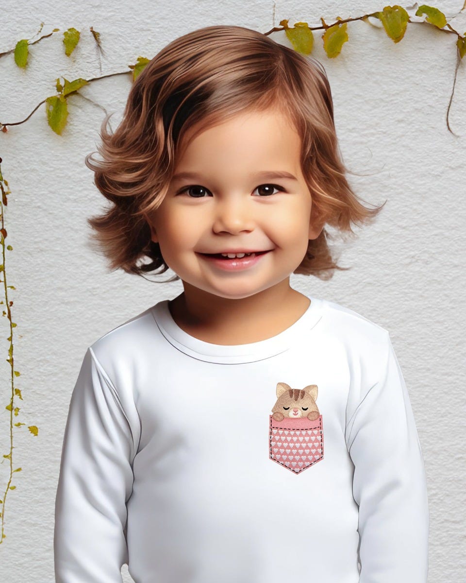 Pocket Cat | Machine Embroidery Designs by JuJu