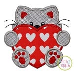 Cat With Heart Boy Applique | Machine Embroidery Designs by JuJu