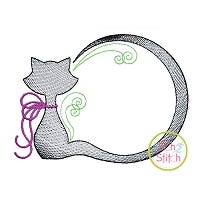 Cat Frame Sketch Embroidery | Machine Embroidery Designs by JuJu