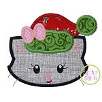 Winter Cat Face Girl Applique | Machine Embroidery Designs by JuJu