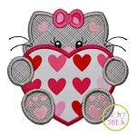 Cat With Heart Girl Applique | Machine Embroidery Designs by JuJu