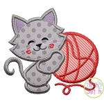 Cat Hugs Yarn Applique | Machine Embroidery Designs by JuJu