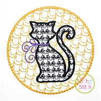 Cat in Moon Motif Embroidery | Machine Embroidery Designs by JuJu