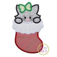 Cat in Stocking Girl Applique | Machine Embroidery Designs by JuJu