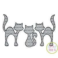 Cat Trio Motif Embroidery | Machine Embroidery Designs by JuJu