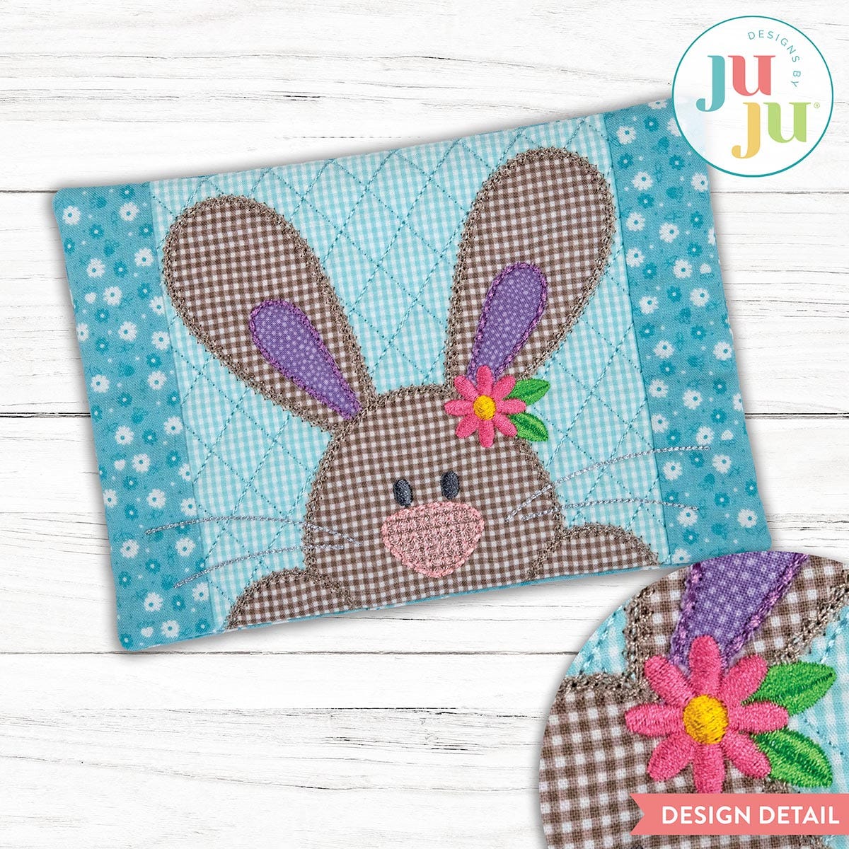 In the Hoop Cottontail Lane Bunny Mug Rug Project | Machine Embroidery Designs by JuJu
