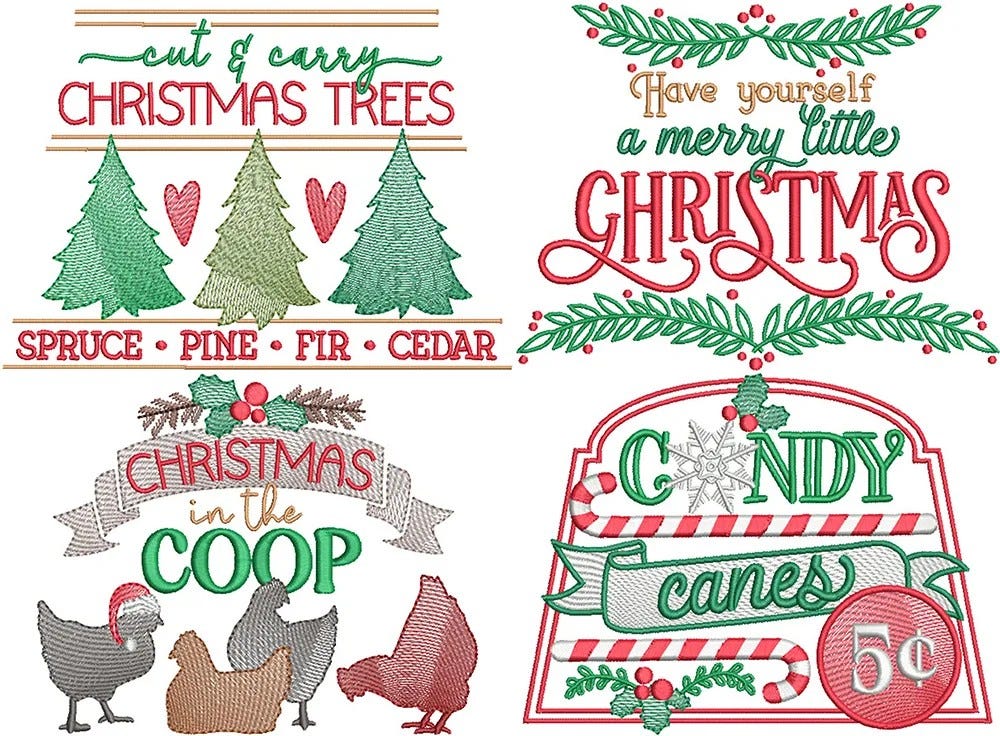 Farm Fresh Christmas Embroidery Designs Bundle