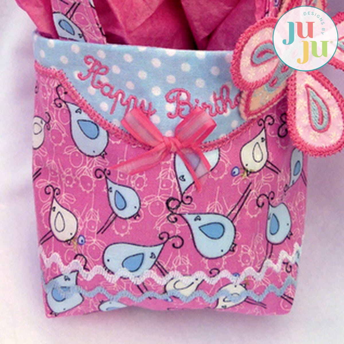 In The Hoop Birthday Girl Gift Bag Project by Oma's Place | Machine Embroidery Designs by JuJu