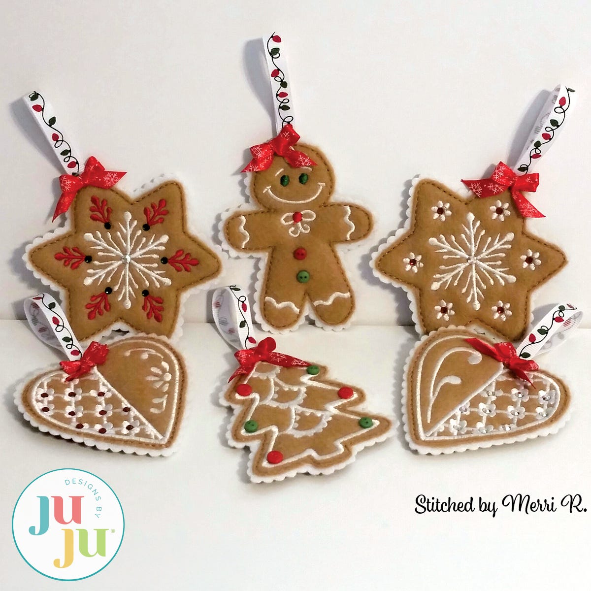  Christmas Cookie Ornaments Set 1 by Oma's Place | Machine Embroidery Designs by JuJu