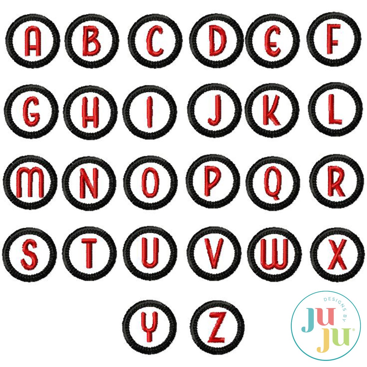 Small Round Satin Stitch Monogram Embroidery Font by Oma's Place | Machine Embroidery Designs by JuJu