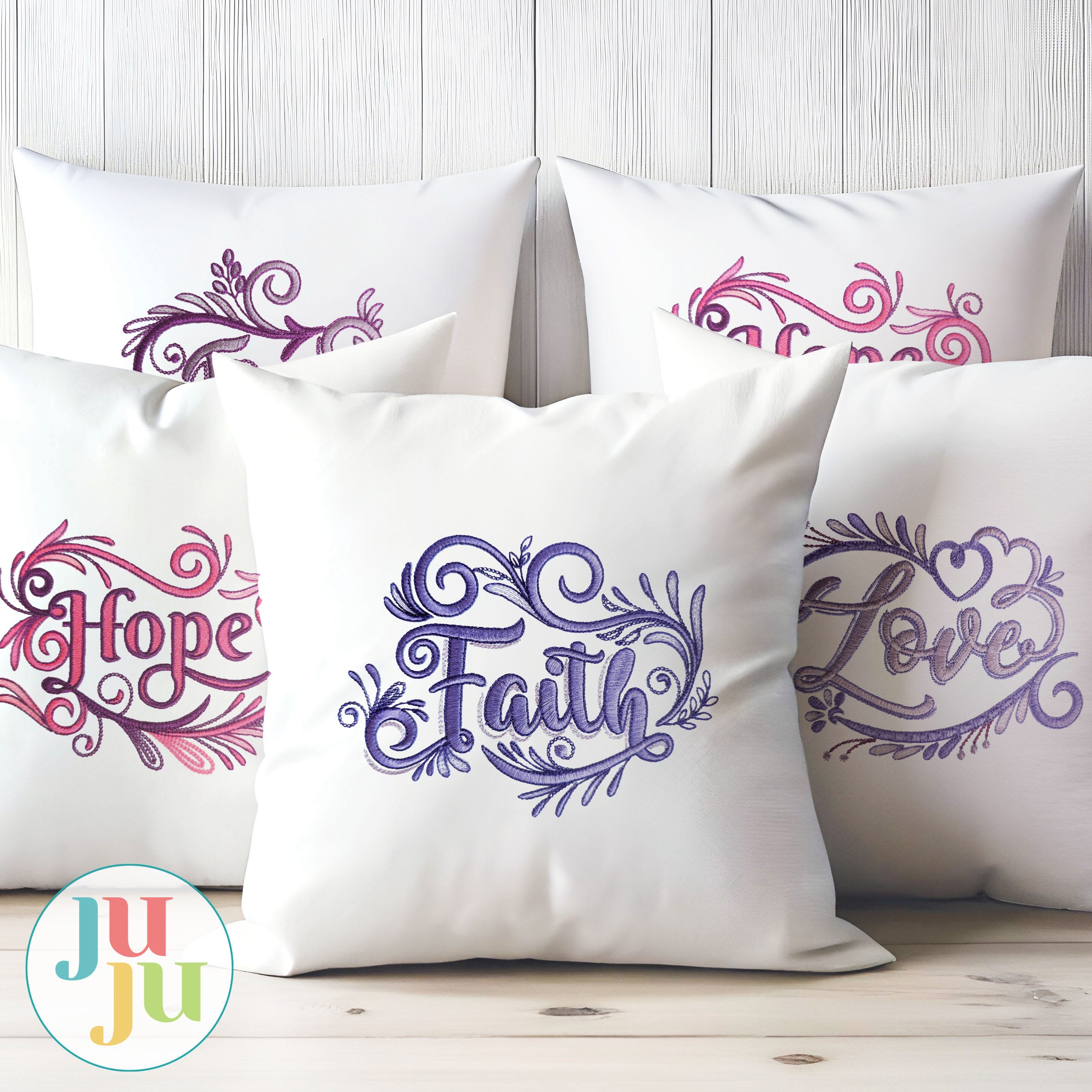 Yuletide Elegance 3 Word Art Christmas Embroidery Set | Machine Embroidery Designs by JuJu