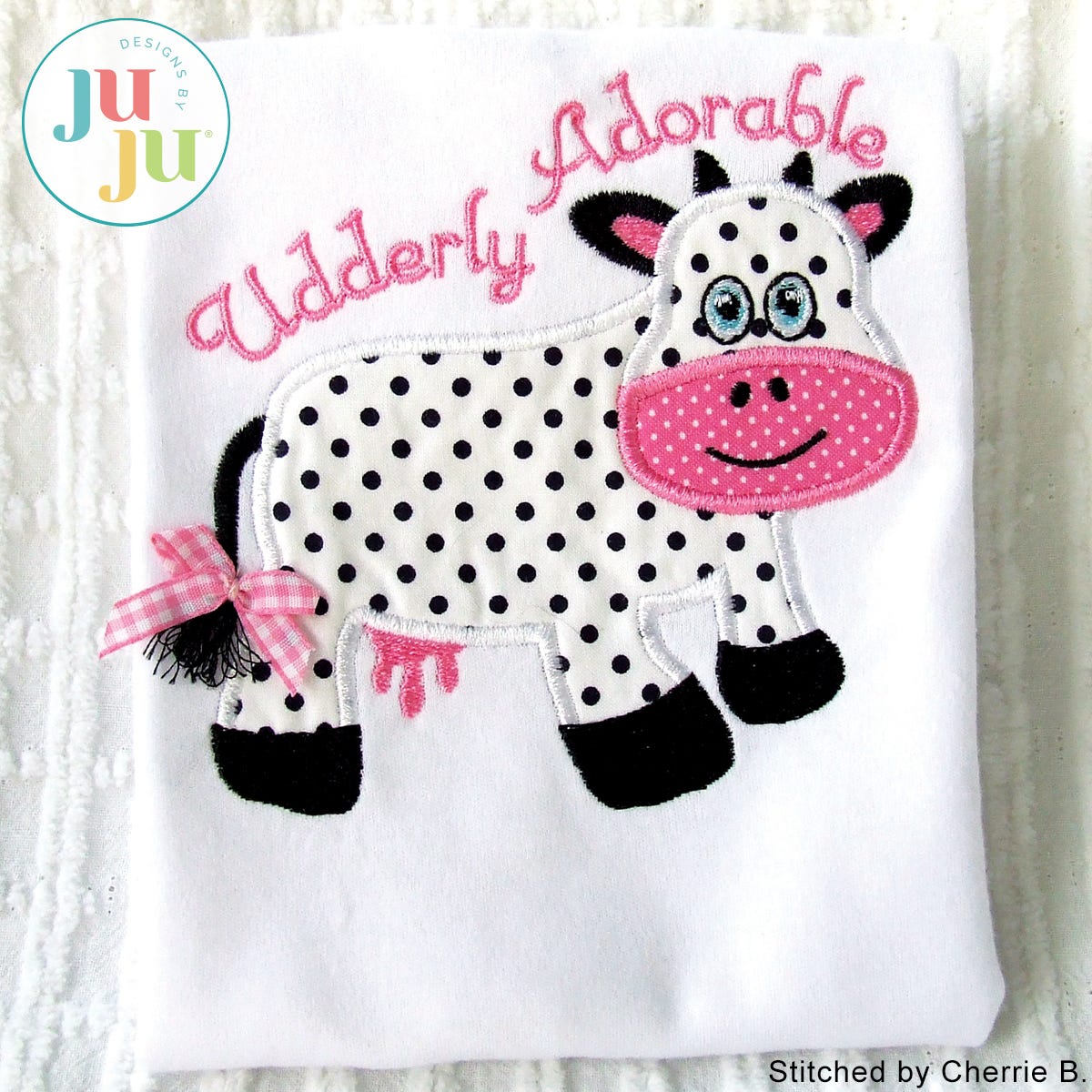Applique Cow Udderly Adorable Embroidery Design by Oma's Place | Machine Embroidery Designs by JuJu