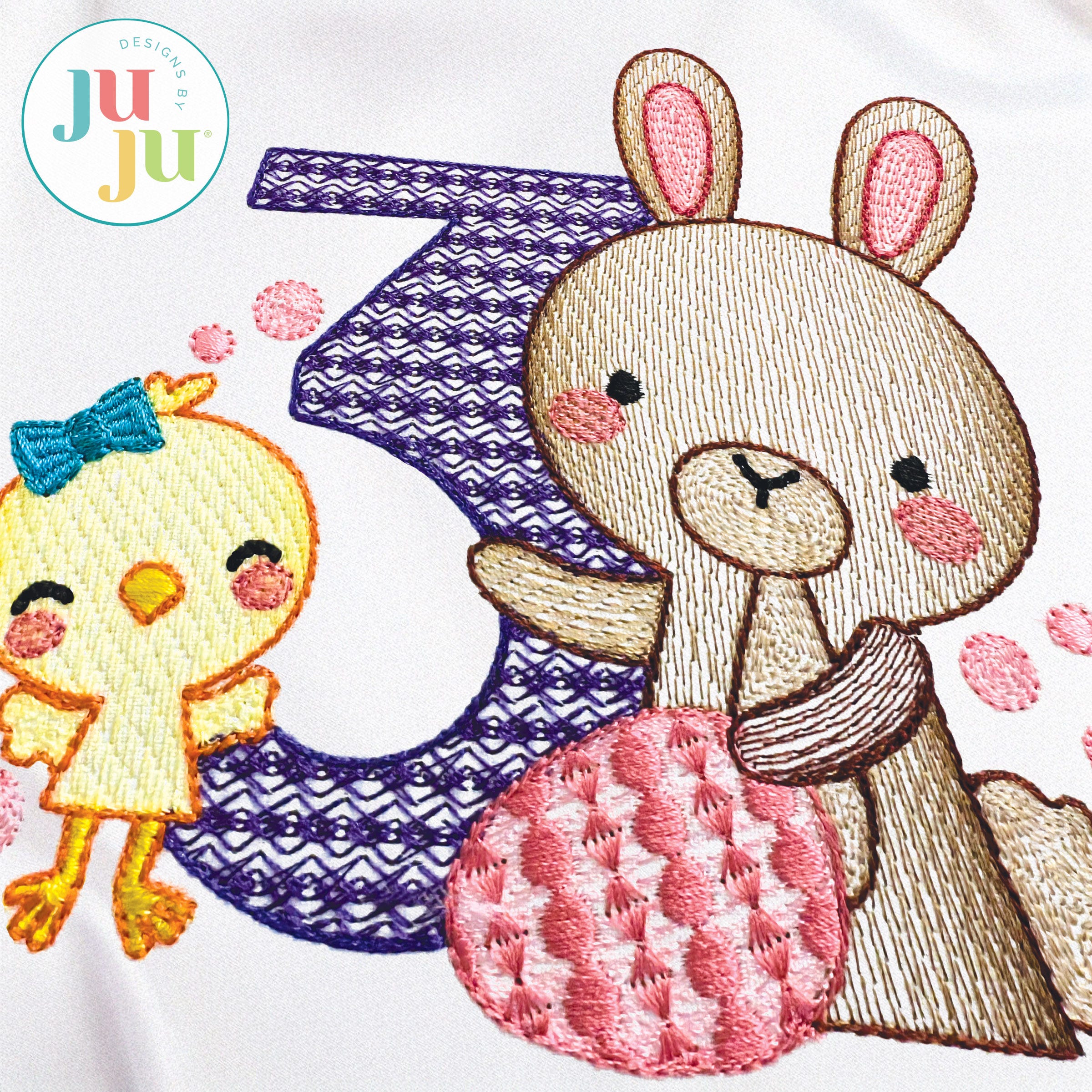 Blocky Easter Numbers Embroidery Set | Machine Embroidery Designs by JuJu