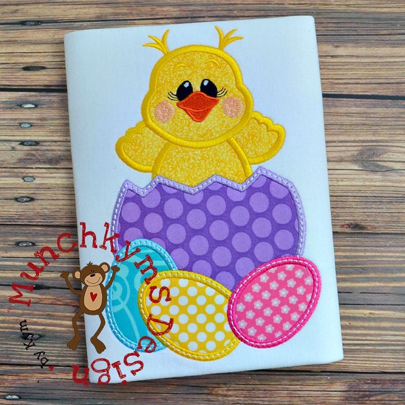 Chick Girl Eggs Applique | Machine Embroidery Designs by JuJu