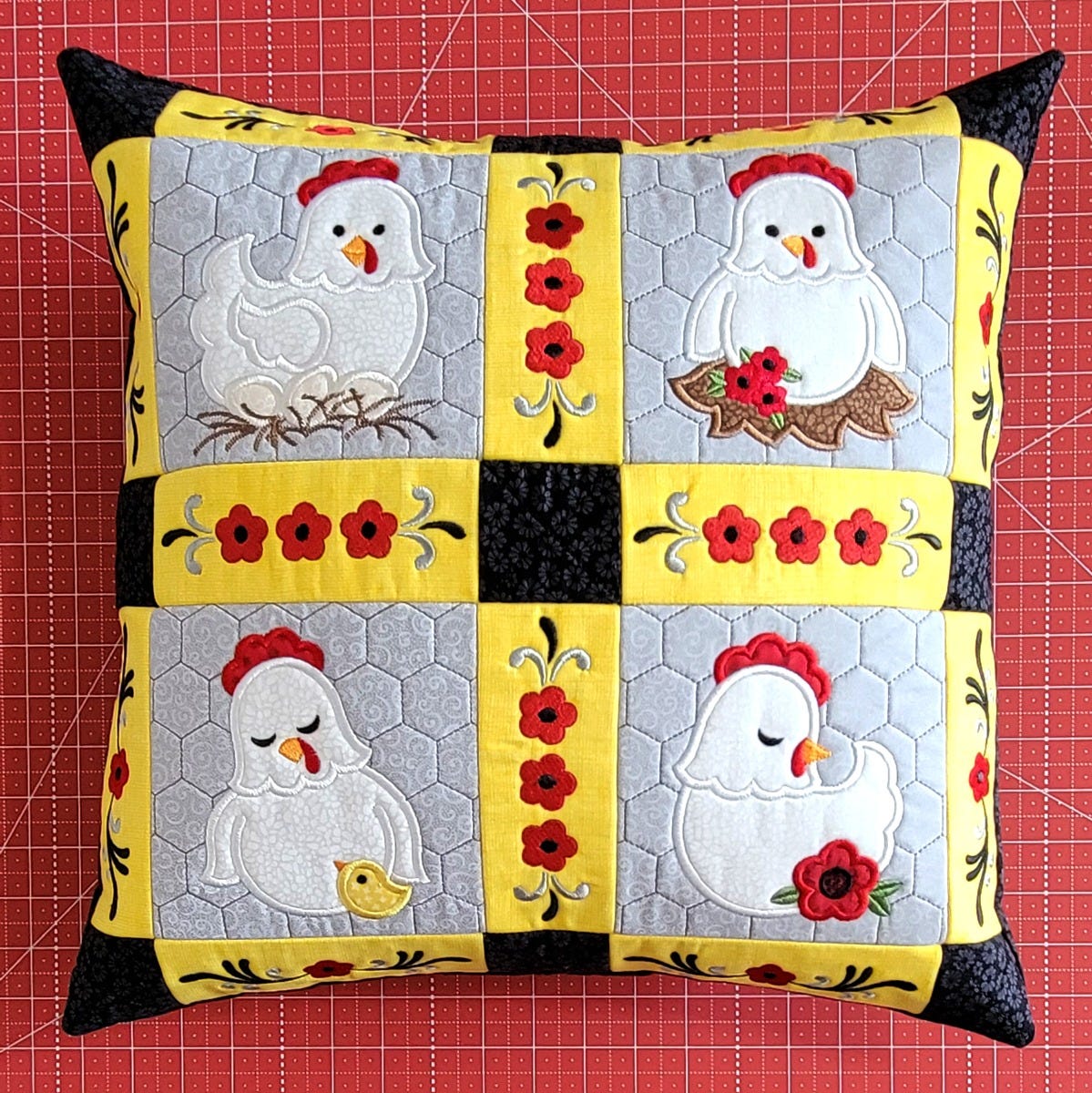 ITH Chicken Pillow | Machine Embroidery Designs by JuJu