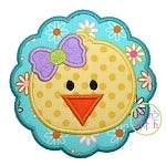 Chick Face Scalloped Circle Applique | Machine Embroidery Designs by JuJu