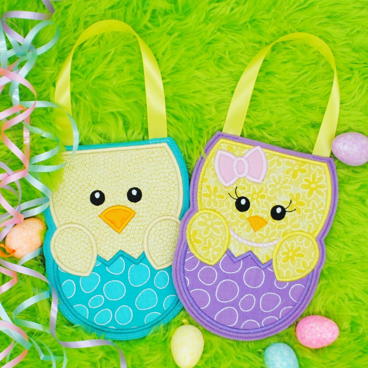 In The Hoop Easter Treat Bags Set 3 | Machine Embroidery Designs by JuJu